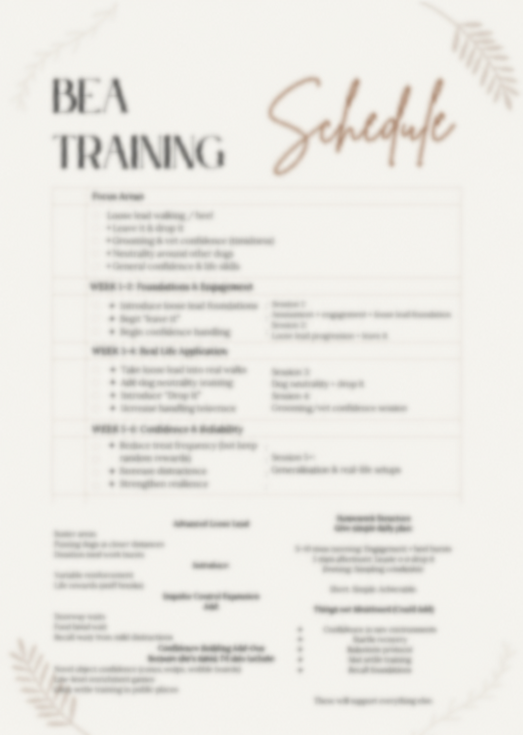 Personalised Training Plans